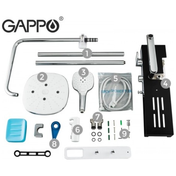Душевая система с полкой и крючками gappo g2468