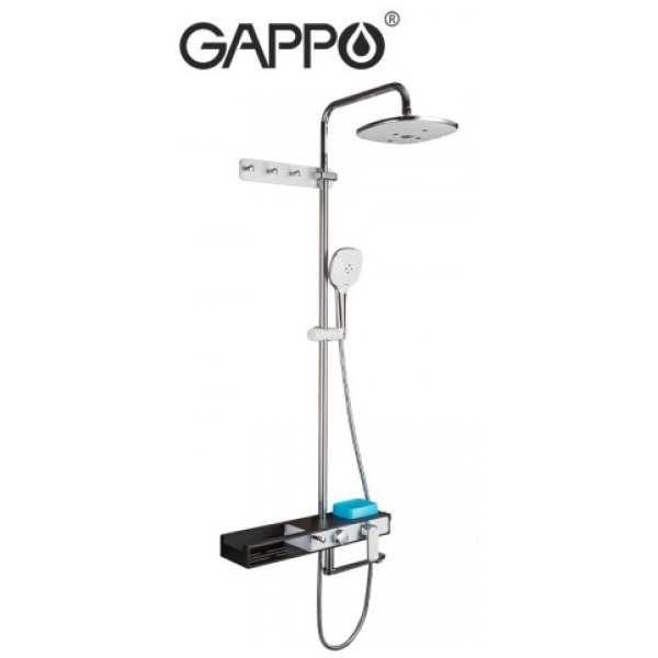 Душевая система с полкой и крючками gappo g2468