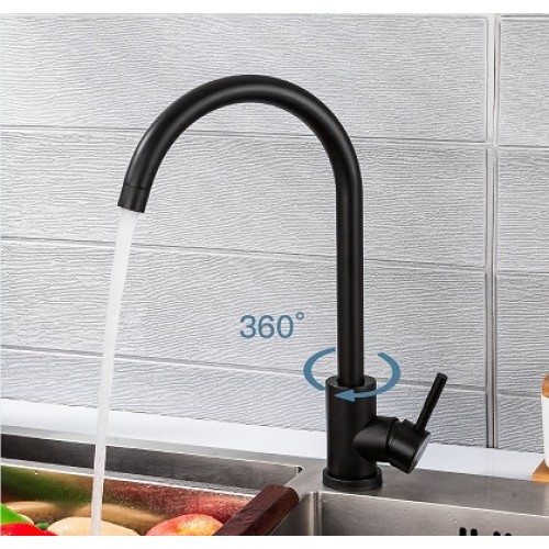 smesitel-dlya-kuhni-s-gajkoj-iz-nerzhaveyushhej-stali-chernyj-f40899-4 Смеситель для кухни с гайкой из нержавеющей стали черный f40899-4