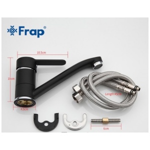 Смеситель для раковины/кухни  с гайкой черный/хром frap f4542