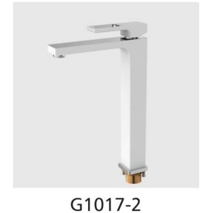 Смеситель для раковины высокий с гайкой белый/хром  gappo g1017-2