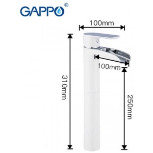 Смеситель для раковины высокий с гайкой белый/хром gappo g1048-31
