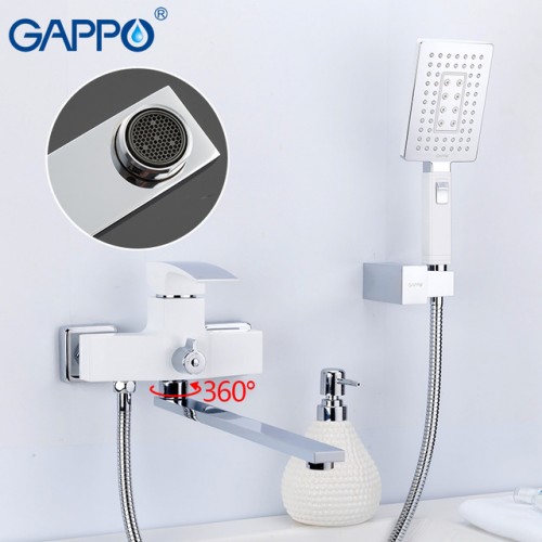 smesitel-dlya-vanny-s-izlivom-35-sm-i-pereklyuchatelem-v-korpuse-belyj-hrom-gappo-g2207-7 Смеситель для ванны с изливом 35 см и переключателем в корпусе белый/хром gappo g2207-7