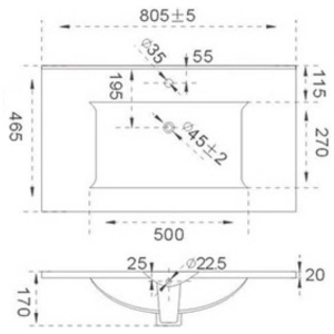 Умывальник ceramalux jy-807-80