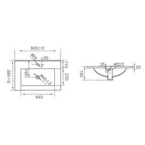 Умывальник ceramalux yj 803-60