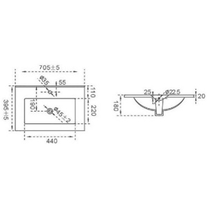 Умывальник ceramalux yj 803-70